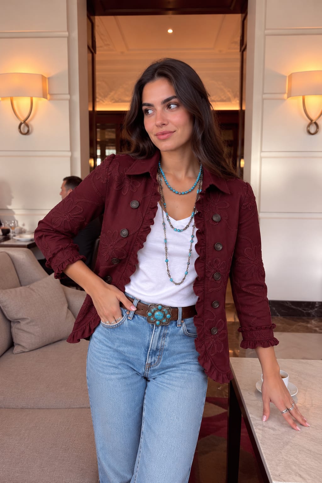 Azucena - Chaqueta Sobrecamisa Boho con Bordados Florales