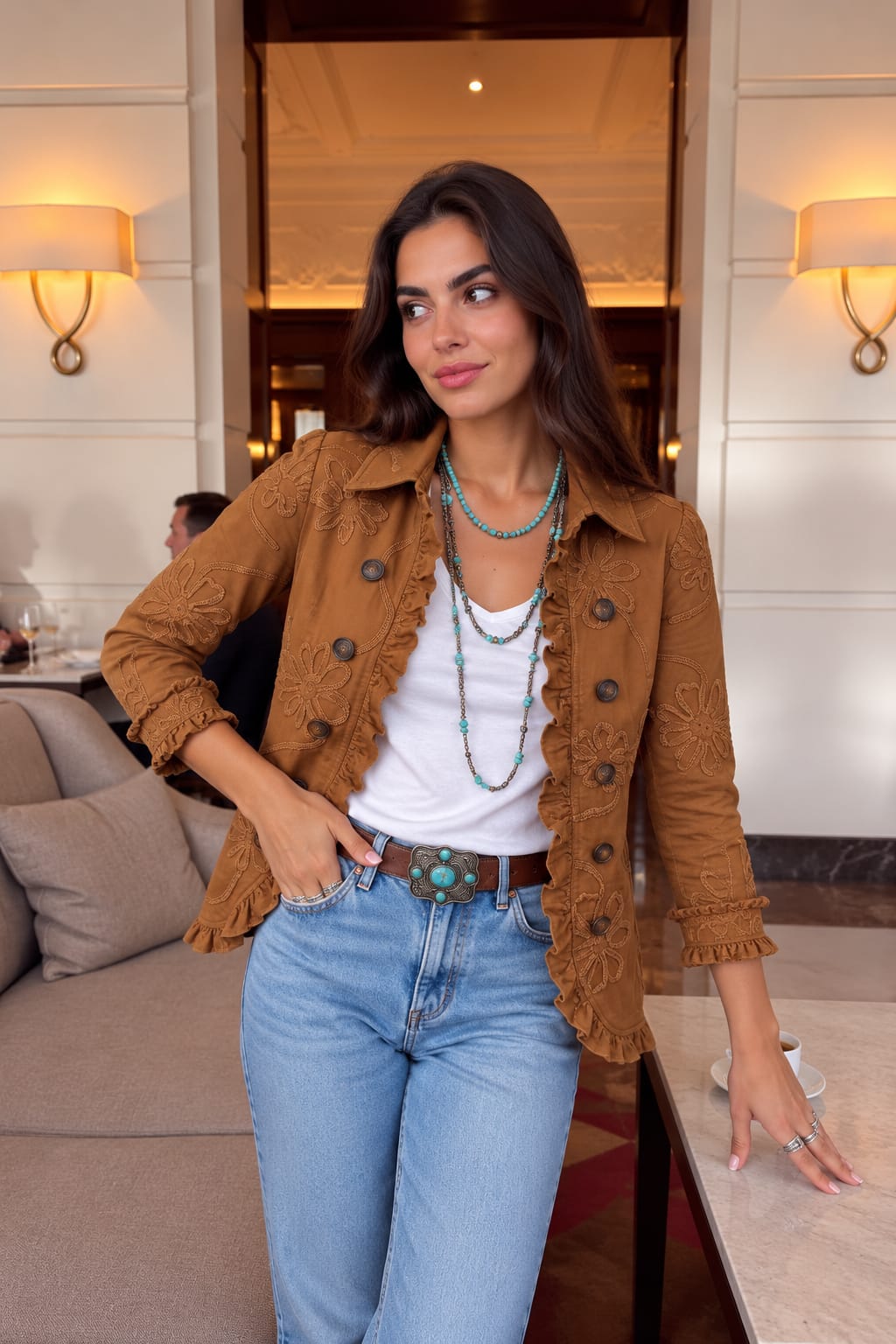 Azucena - Chaqueta Sobrecamisa Boho con Bordados Florales