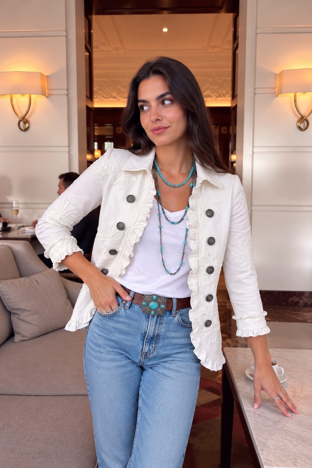Azucena - Chaqueta Sobrecamisa Boho con Bordados Florales