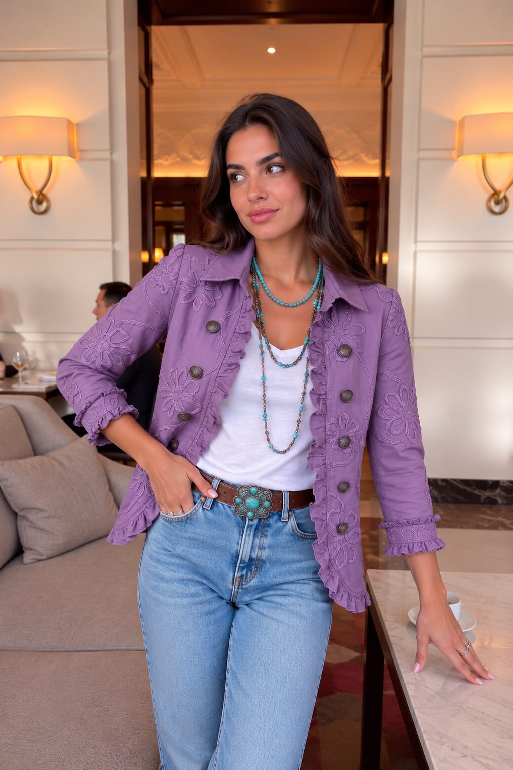 Azucena - Chaqueta Sobrecamisa Boho con Bordados Florales