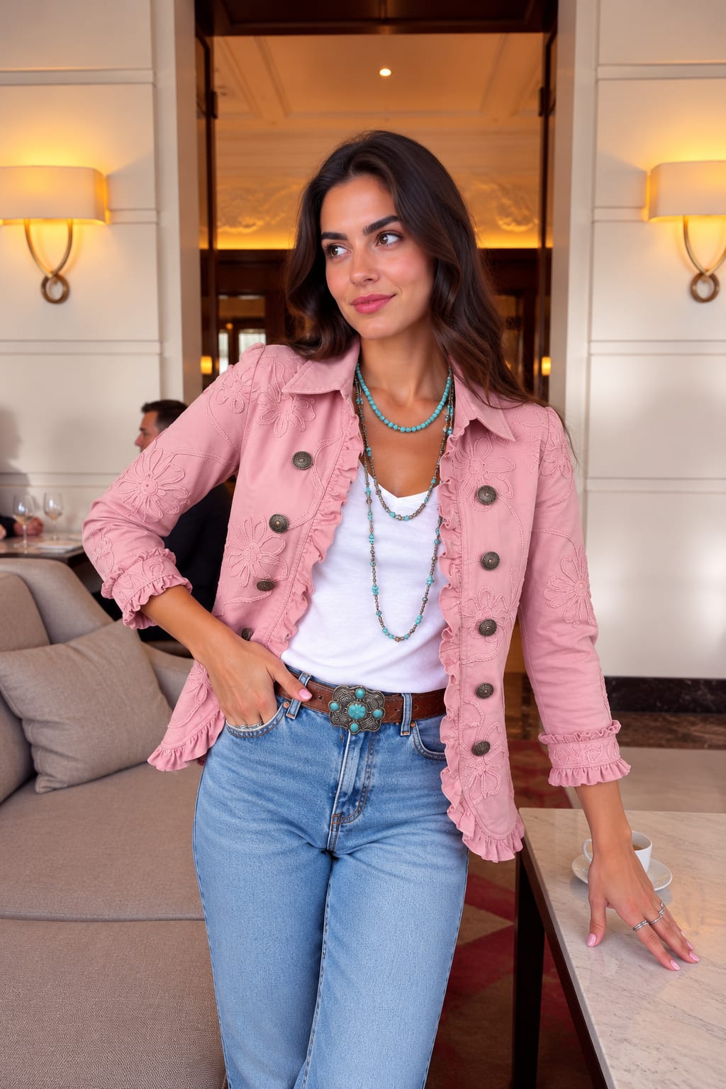 Azucena - Chaqueta Sobrecamisa Boho con Bordados Florales