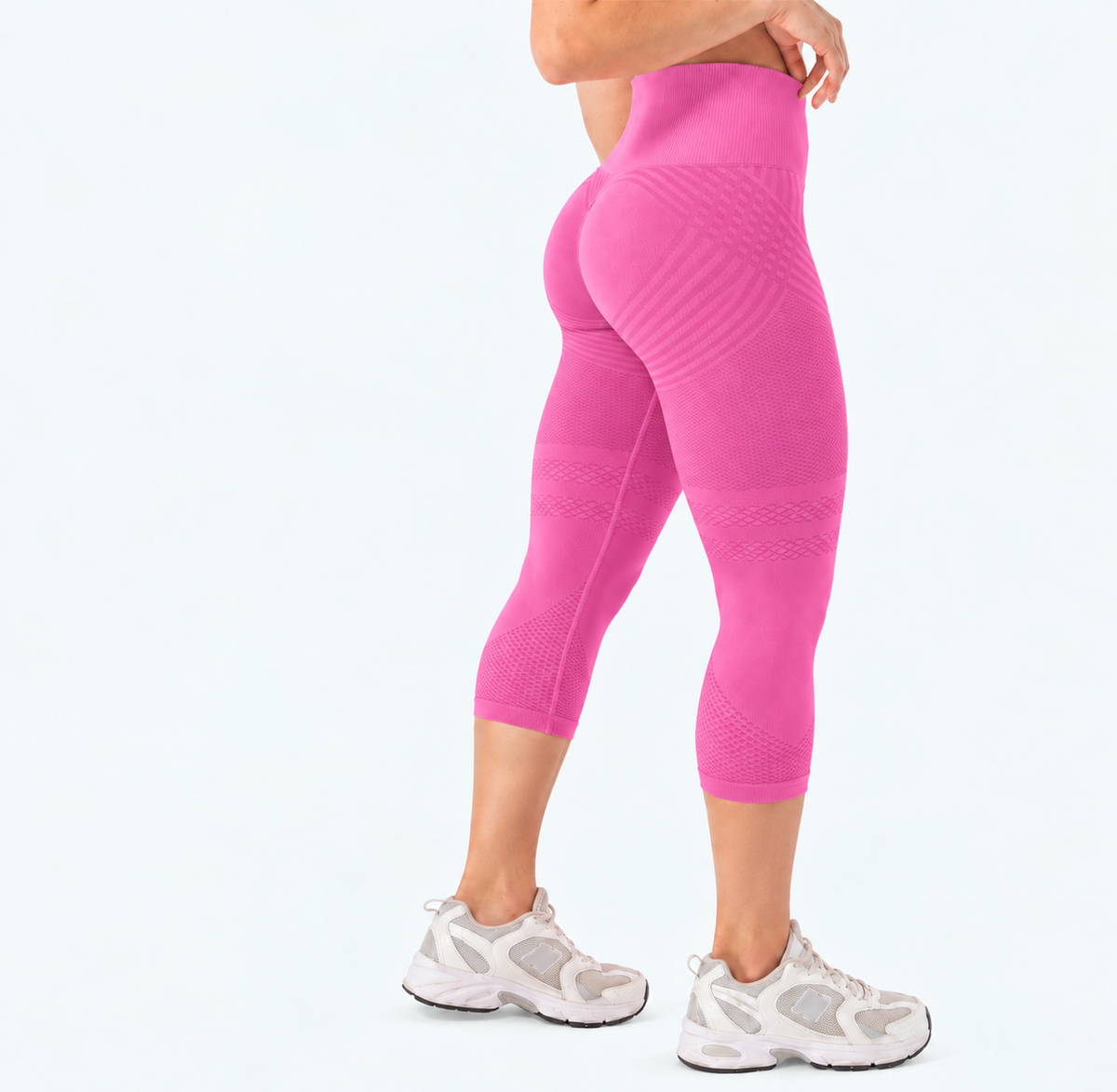 Leggings 3/4 de cintura alta con textura