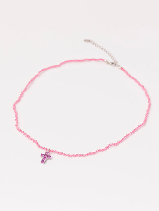COLLAR CRUZ NORAH EN ROSA