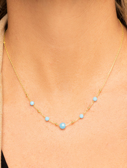 COLLAR ABBEY EN ORO Y PIEDRAS TURQUESA