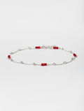 Tobillera en Plata y Rojo
