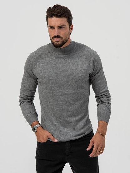 César - Jersey Cuello Alto en Gris Claro