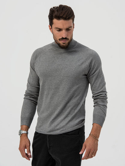 César - Jersey Cuello Alto en Gris Claro