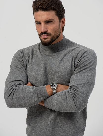 César - Jersey Cuello Alto en Gris Claro