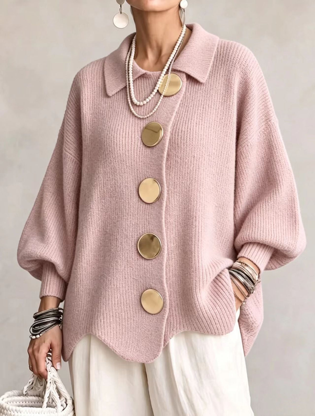 Aitana - Cárdigan Oversize con Botones Metálicos