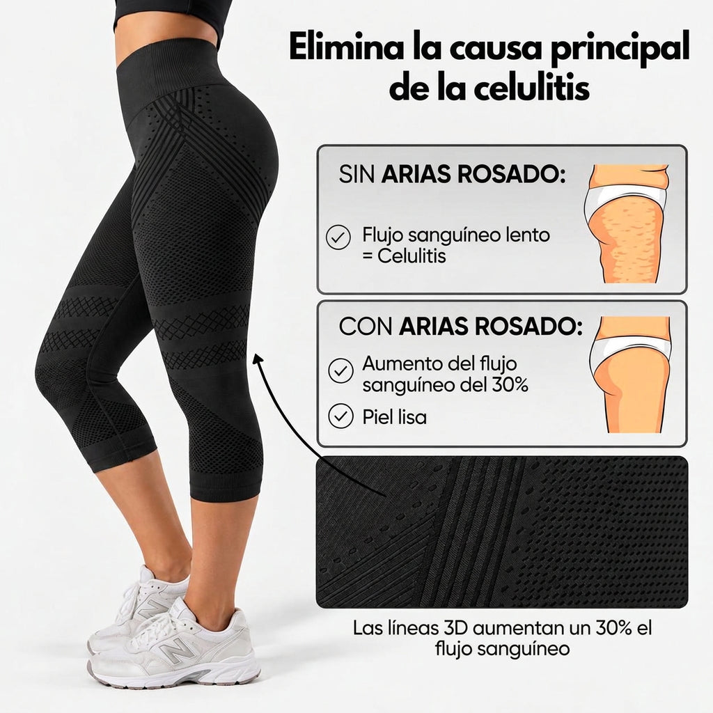 Leggings 3/4 de cintura alta con textura