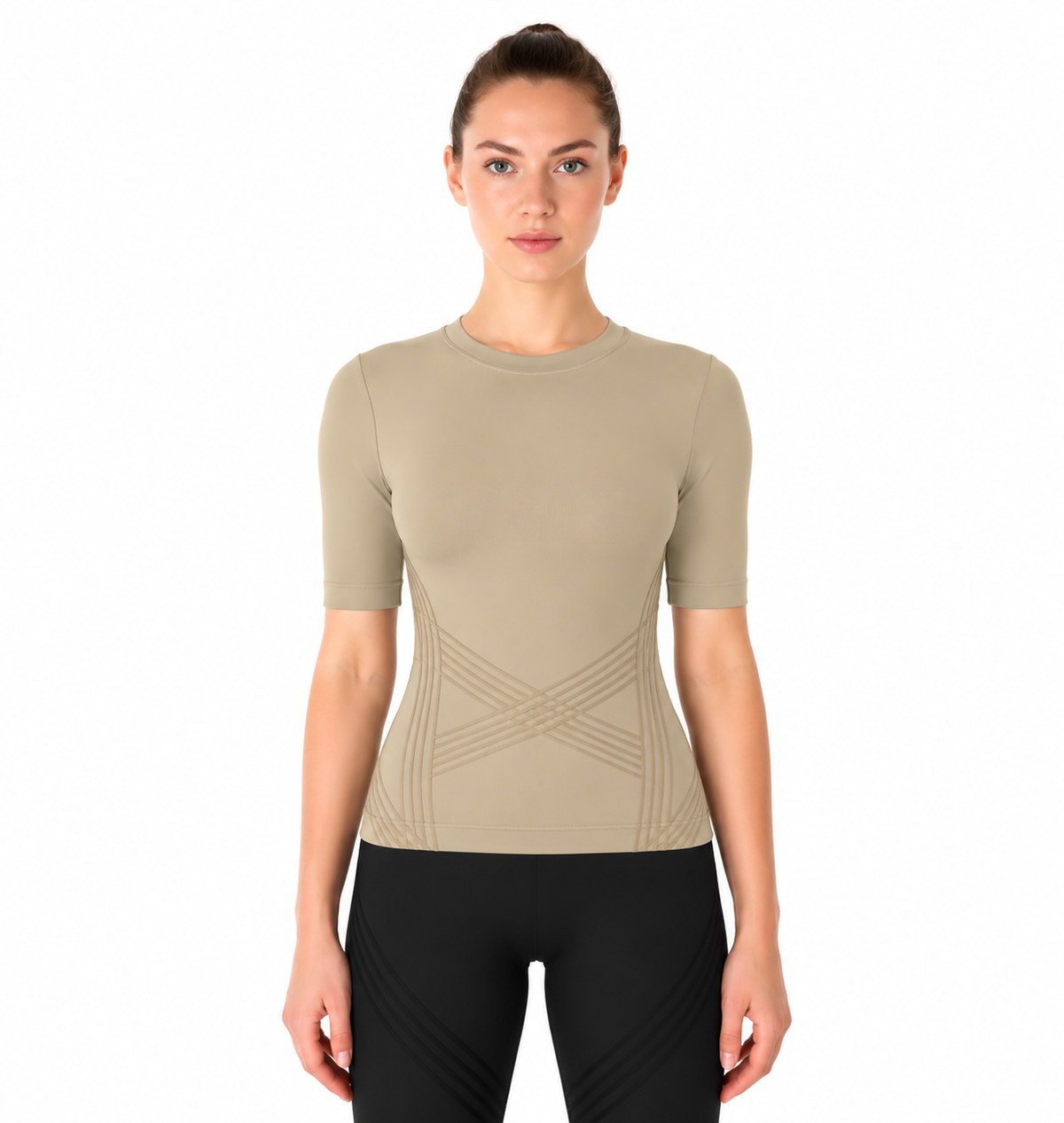 Camiseta deportiva de manga corta y cuello redondo