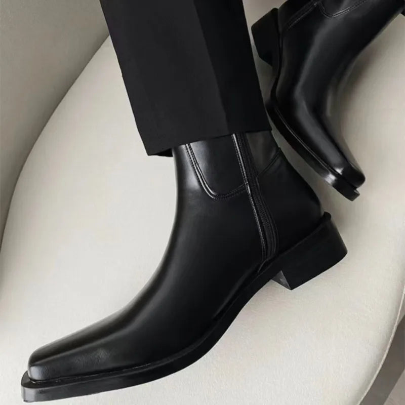 Jorge - Botines de Punta Cuadrada con Cremallera