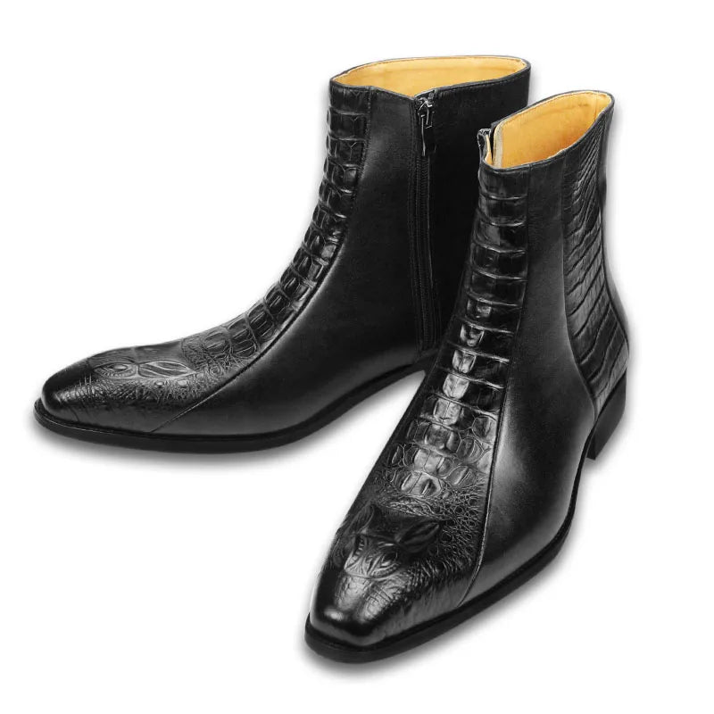 Vicente - Botines Grabado Coco con Cremallera