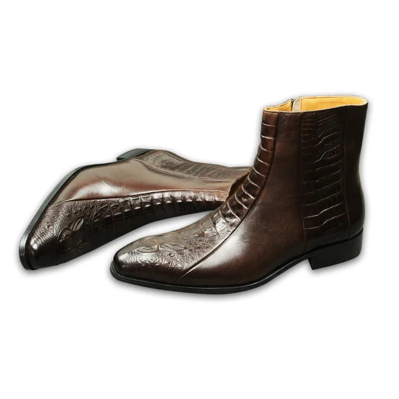 Vicente - Botines Grabado Coco con Cremallera
