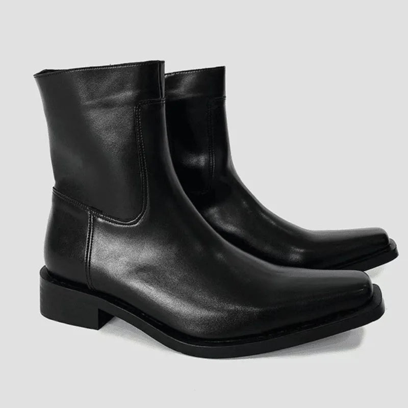 Jorge - Botines de Punta Cuadrada con Cremallera