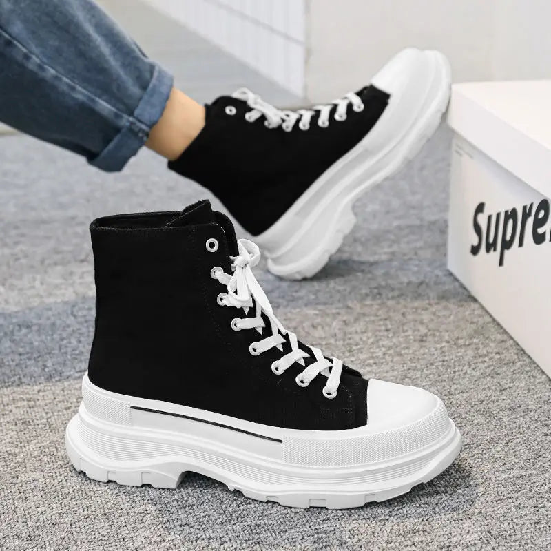 Joaquín - Zapatillas de Lona Altas con Alza Oculta +12 cm
