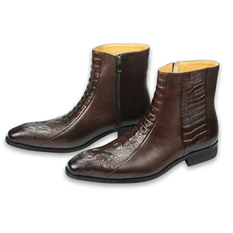 Vicente - Botines Grabado Coco con Cremallera