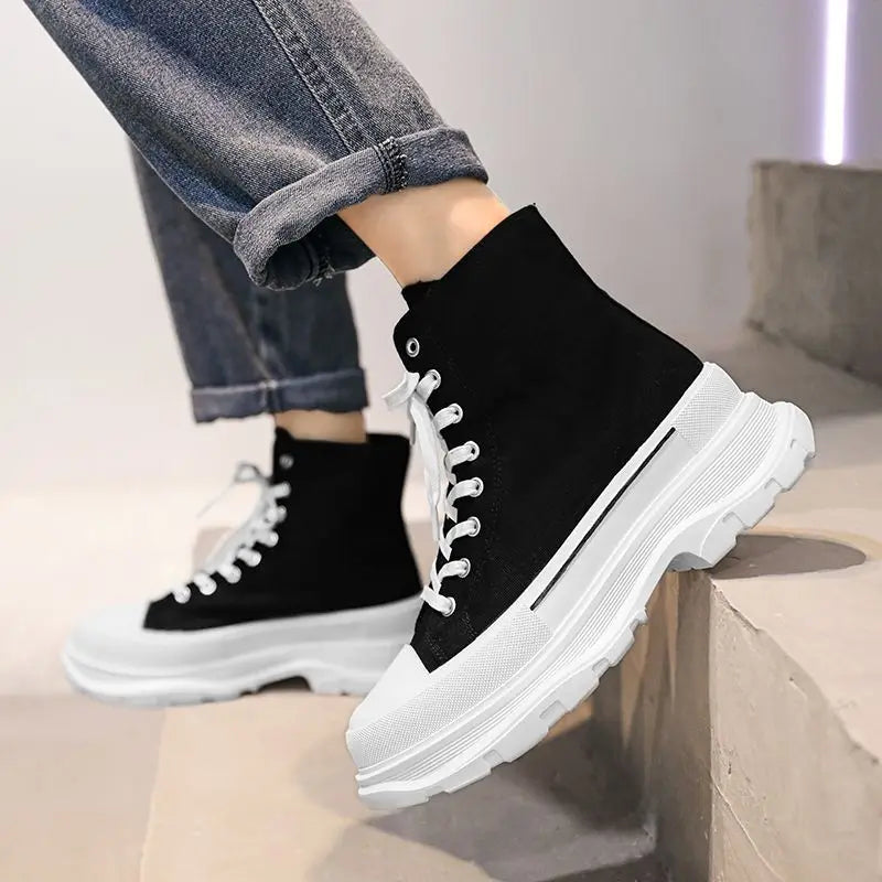 Joaquín - Zapatillas de Lona Altas con Alza Oculta +12 cm