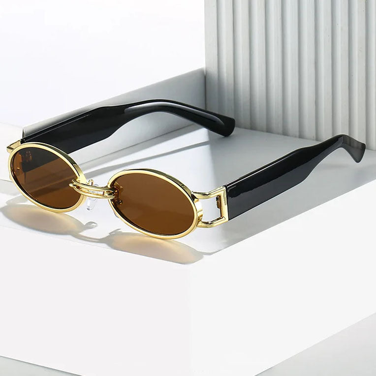Gema - Gafas de Sol Ovaladas con Puente Dorado