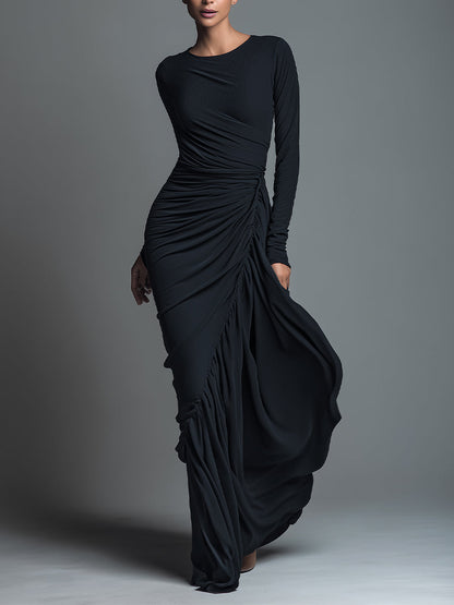 Carolina - Vestido Maxi de Punto Jersey con Fruncidos