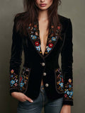 Dalia - Blazer Negro con Bordados Florales Multicolor