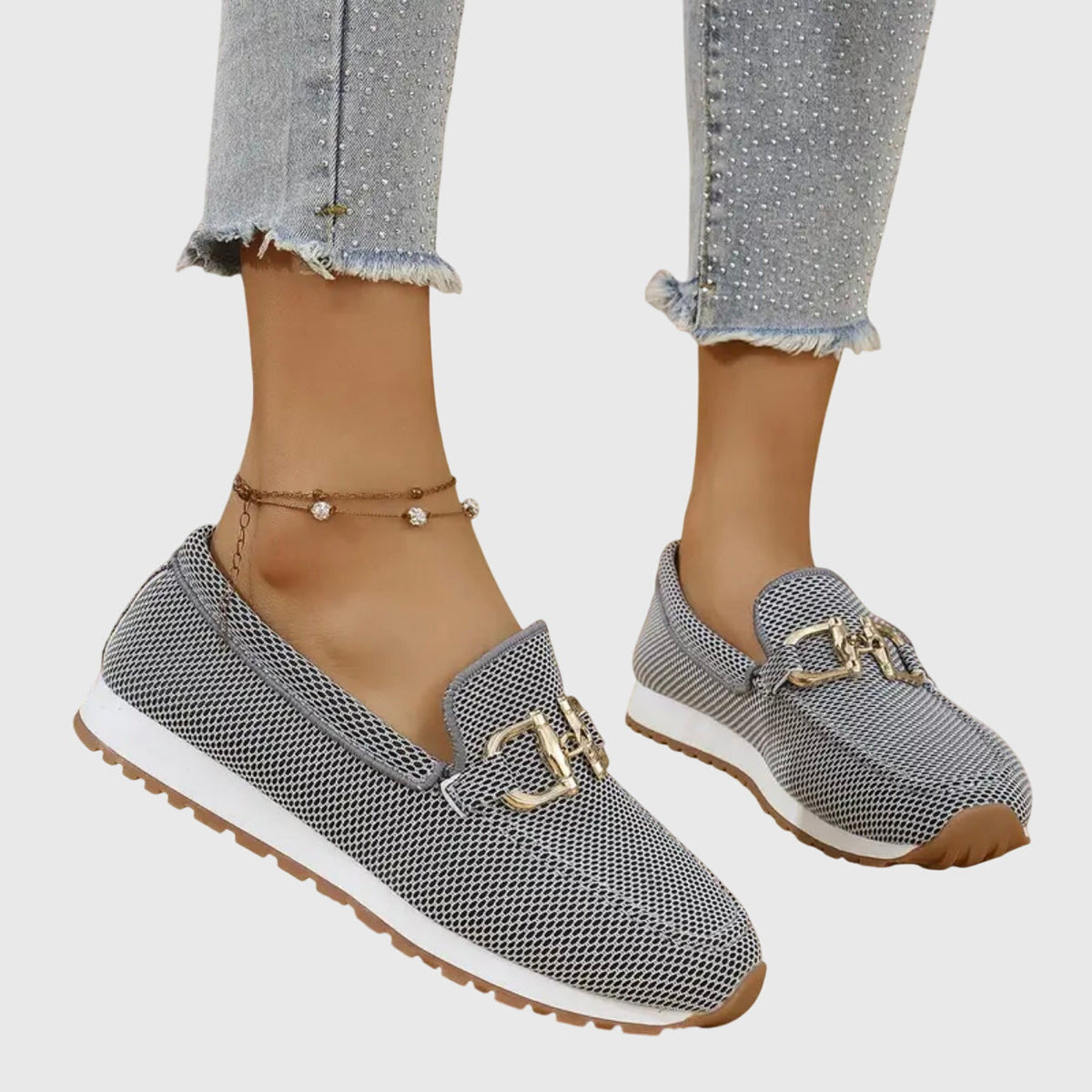 Celeste - Zapatillas Mocasín Ortopédicas Gris