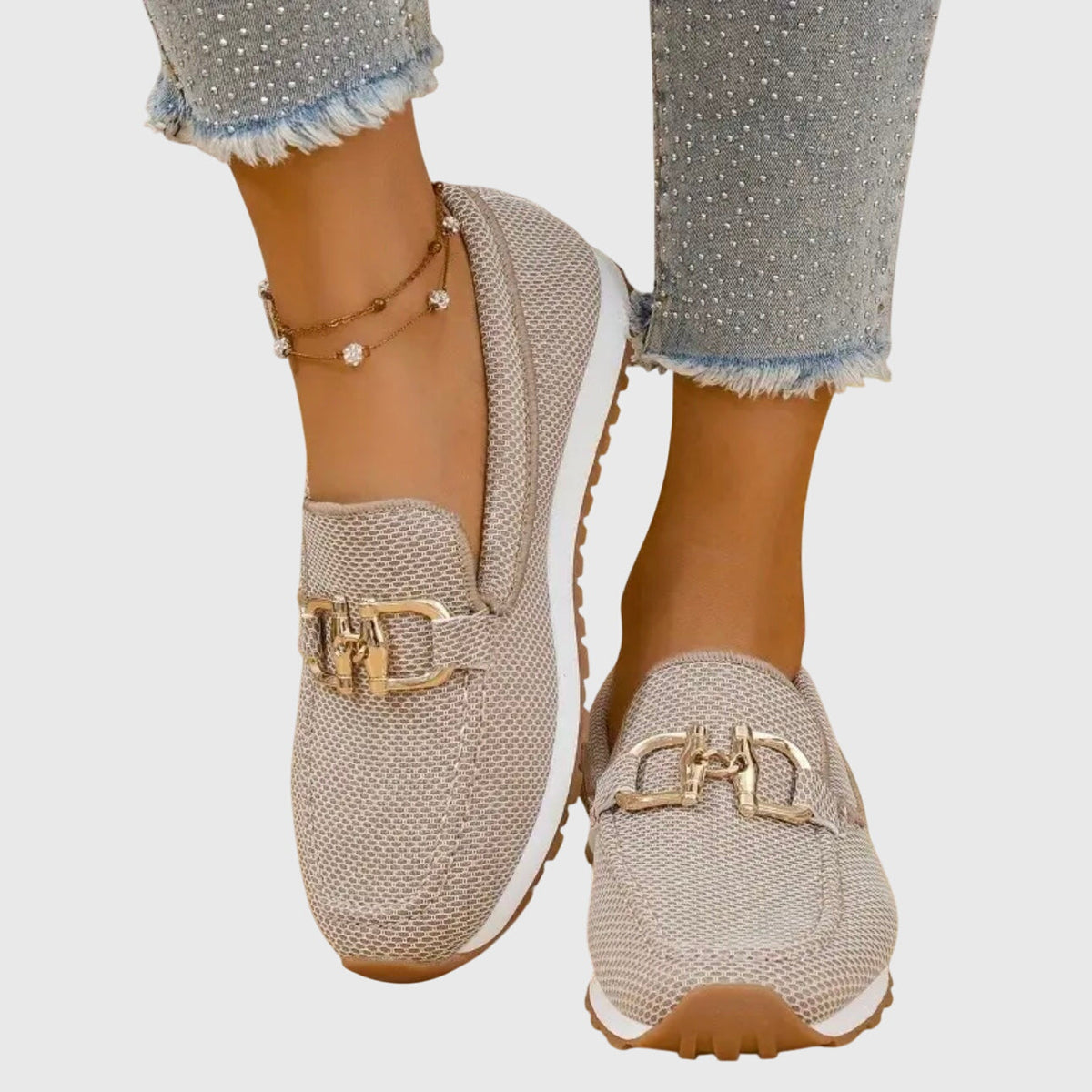 Celeste - Zapatillas Mocasín Ortopédicas Beige
