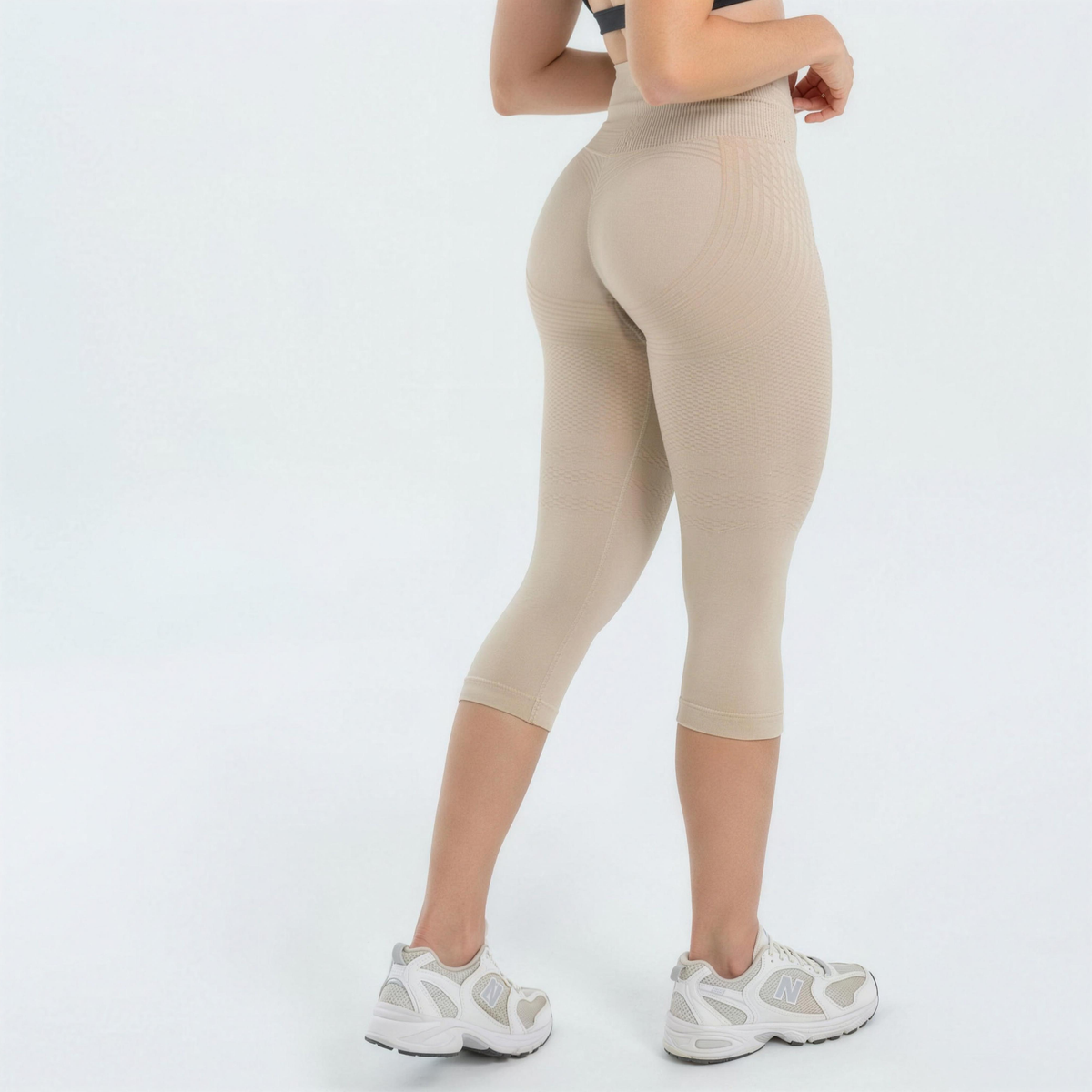 Leggings 3/4 de cintura alta con textura