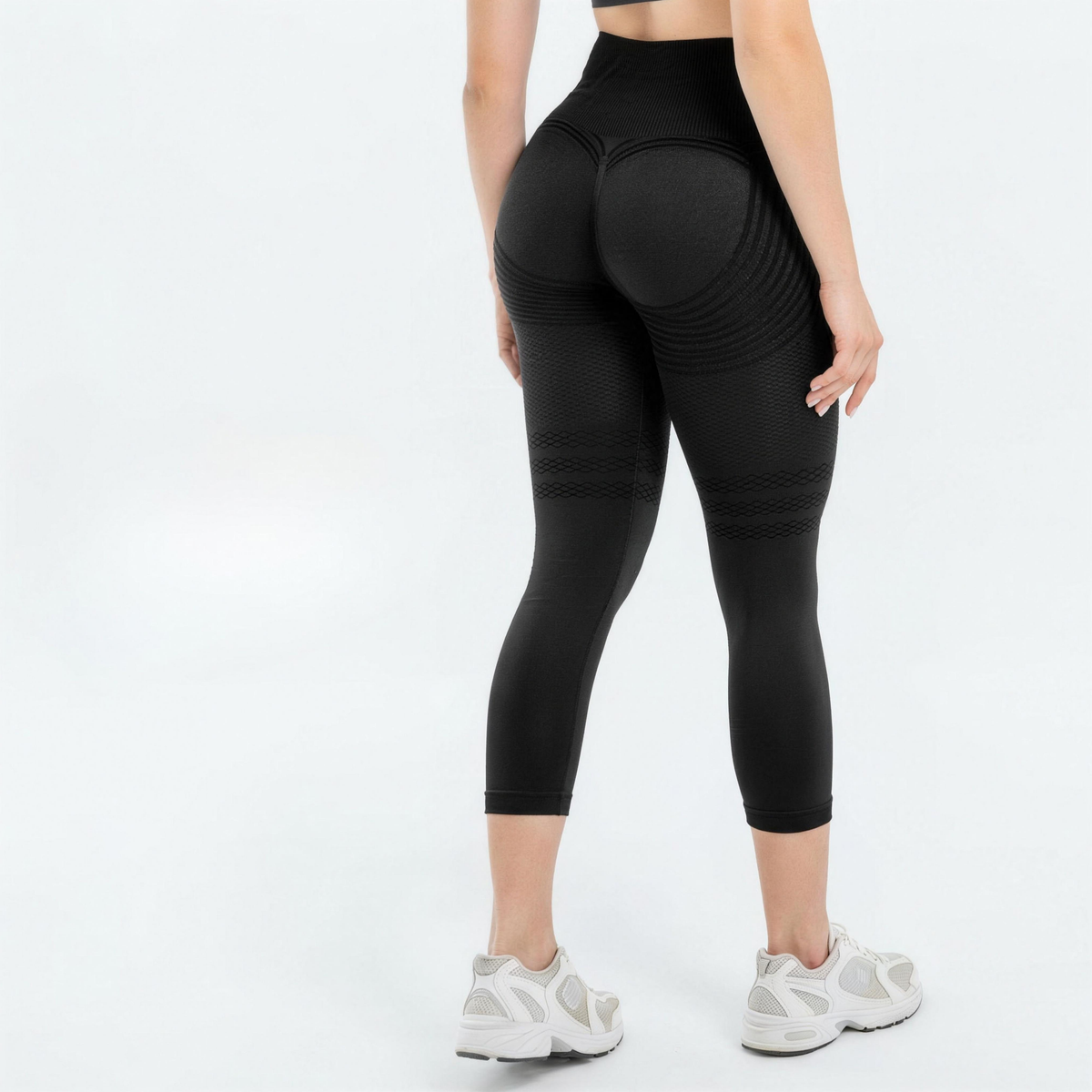 Leggings 3/4 de cintura alta con textura