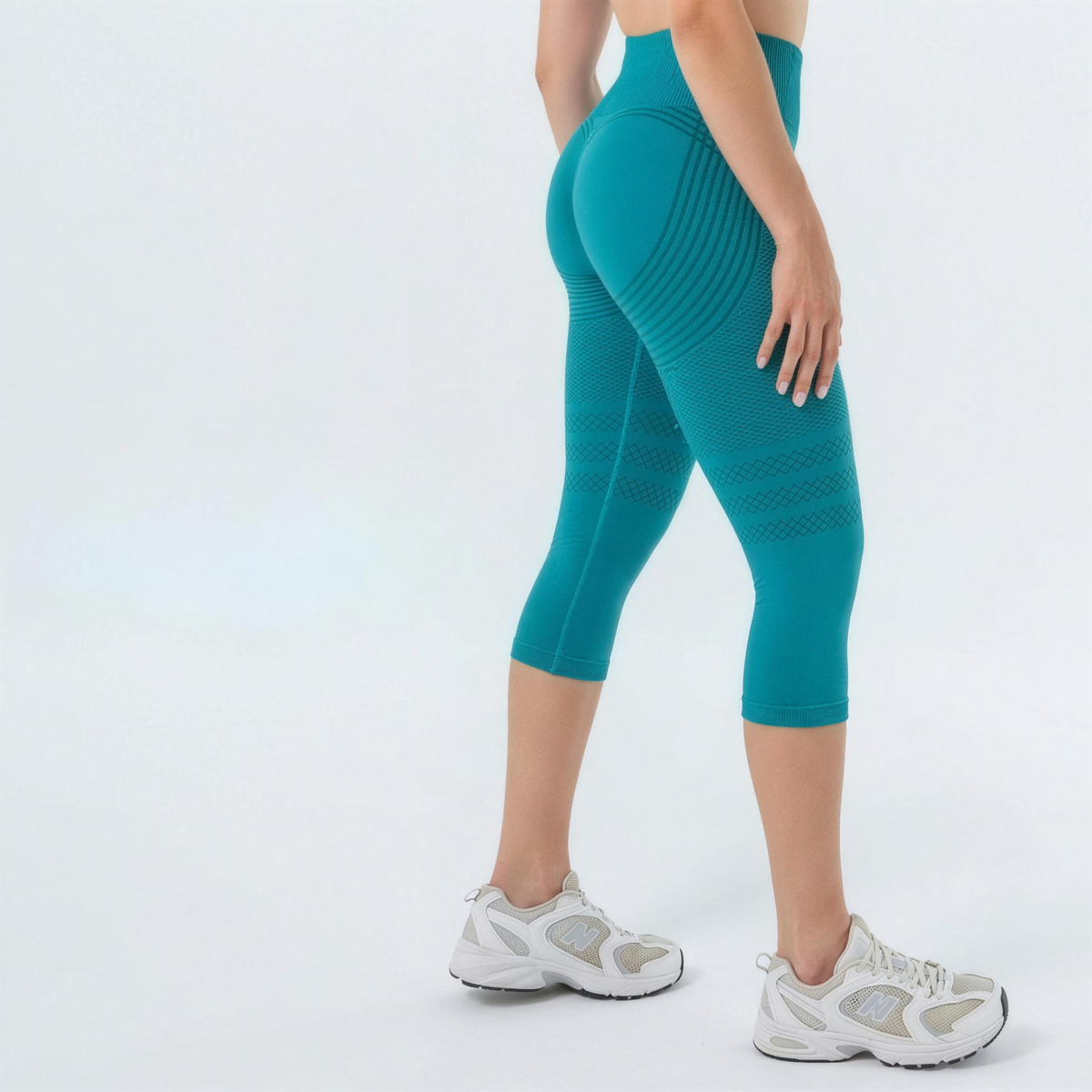 Leggings 3/4 de cintura alta con textura