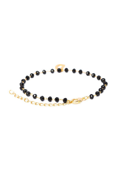 PULSERA ELLY DE LETRA PERSONALIZADA EN NEGRO Y ORO AMARILLO