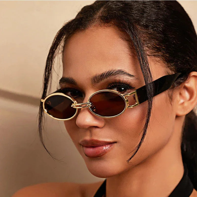 Gema - Gafas de Sol Ovaladas con Puente Dorado