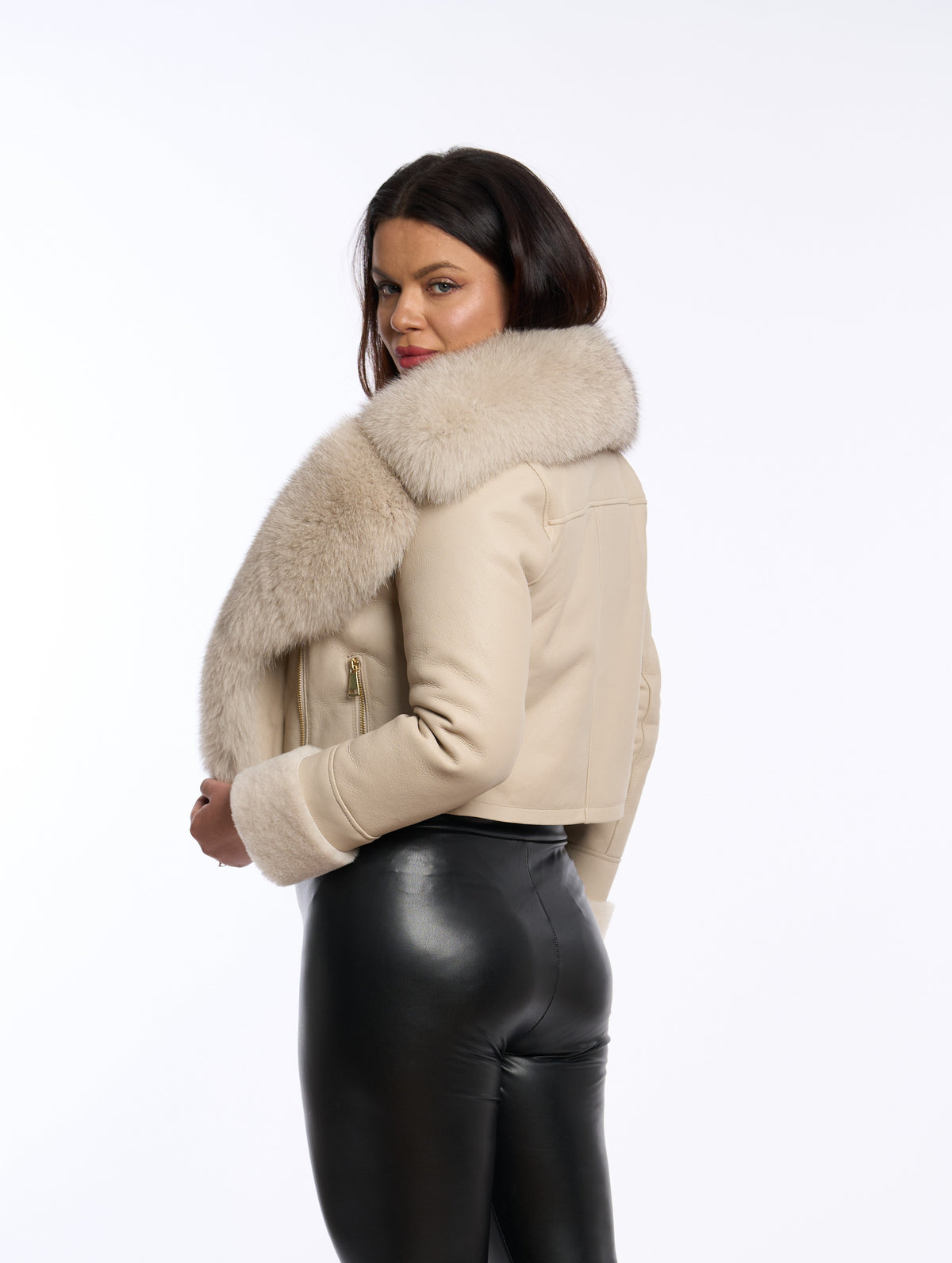 Leonor - Chaqueta Corta de Piel de Cordero Beige