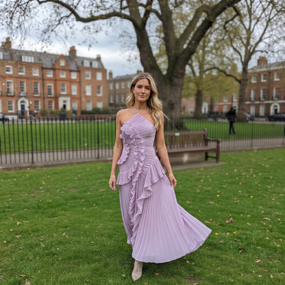 Leonora - Vestido Plisado con Volantes Elegante