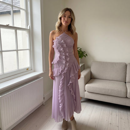 Leonora - Vestido Plisado con Volantes Elegante