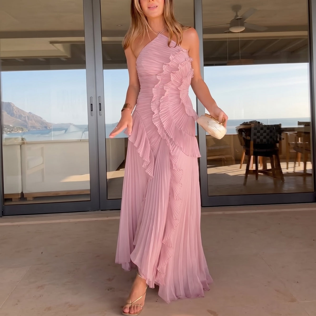 Leonora - Vestido Plisado con Volantes Elegante