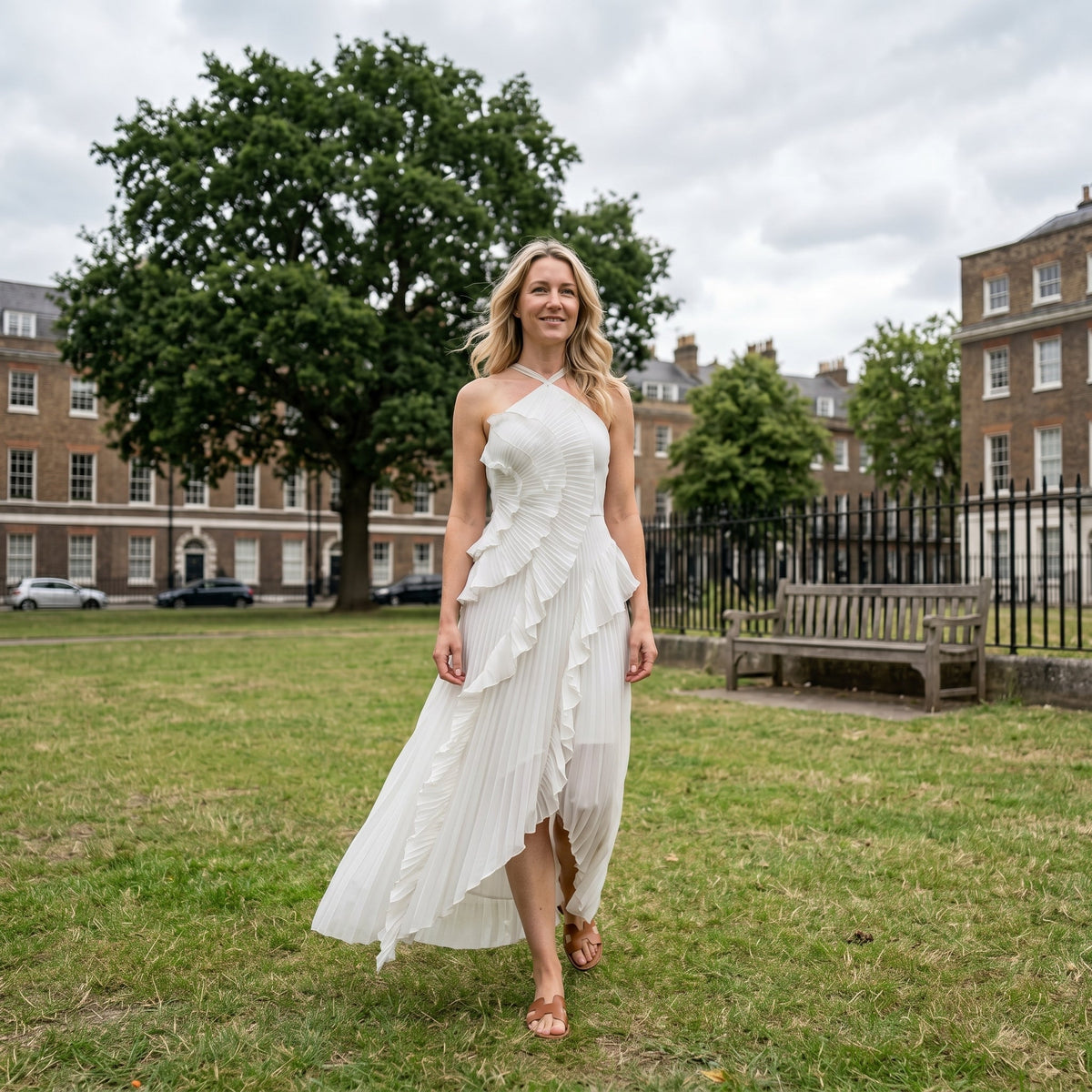 Leonora - Vestido Plisado con Volantes Elegante