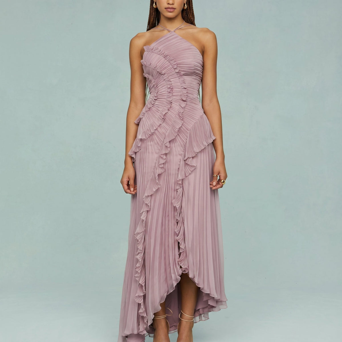 Leonora - Vestido Plisado con Volantes Elegante