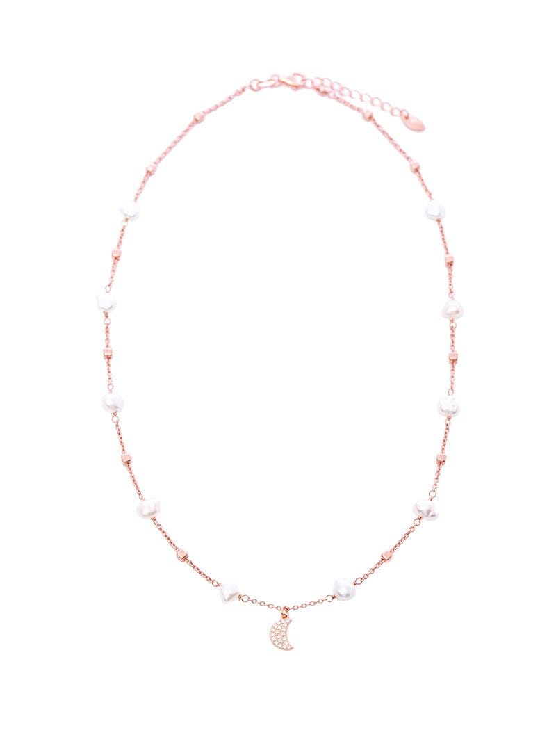 COLLAR JASMINE EN ORO ROSA CON PERLAS CÚBICAS