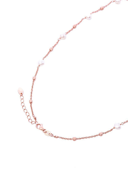 COLLAR JASMINE EN ORO ROSA CON PERLAS CÚBICAS