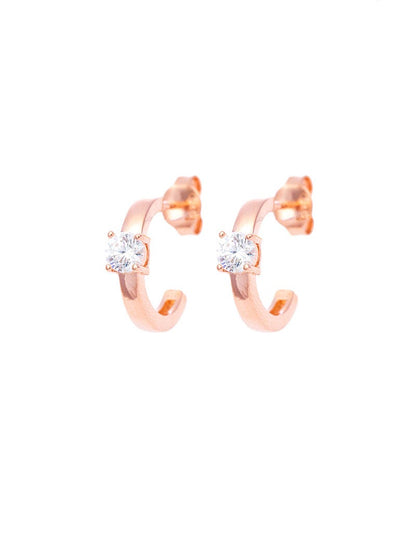 PENDIENTES SCARLETT EN ORO ROSA CON BRILLO BLANCO