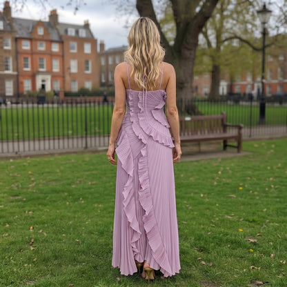 Leonora - Vestido Plisado con Volantes Elegante