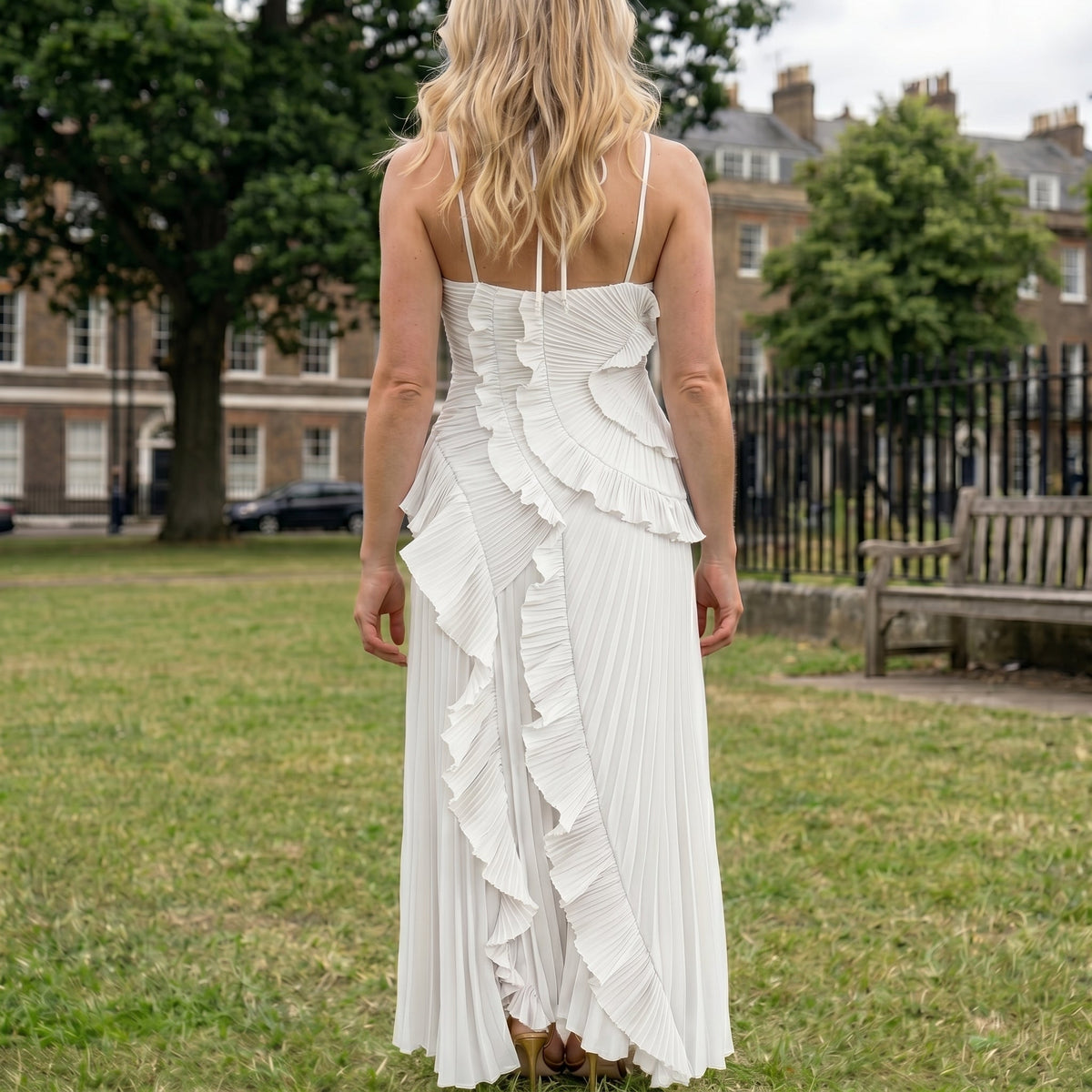 Leonora - Vestido Plisado con Volantes Elegante