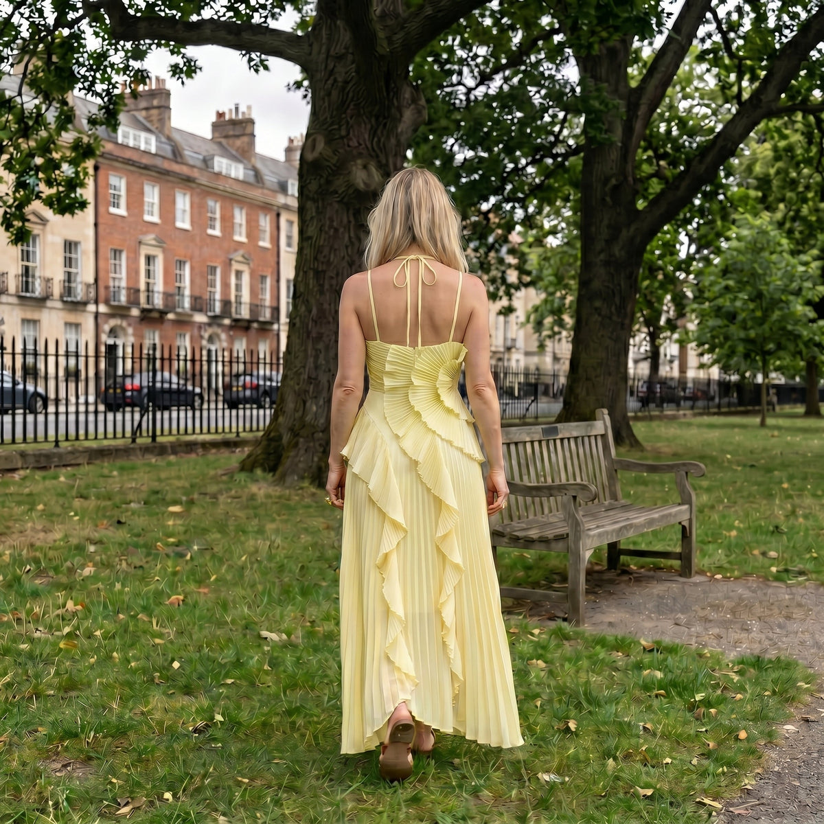 Leonora - Vestido Plisado con Volantes Elegante
