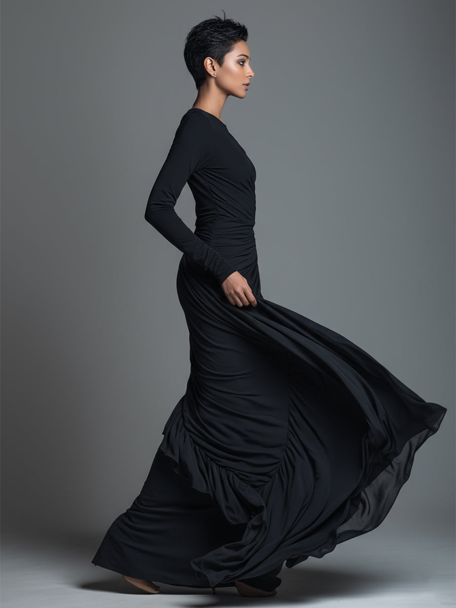Carolina - Vestido Maxi de Punto Jersey con Fruncidos