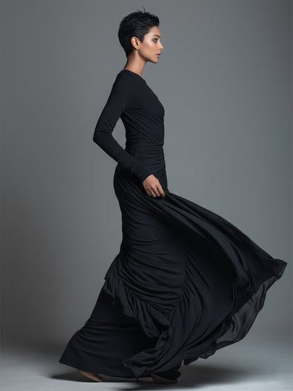 Carolina - Vestido Maxi de Punto Jersey con Fruncidos