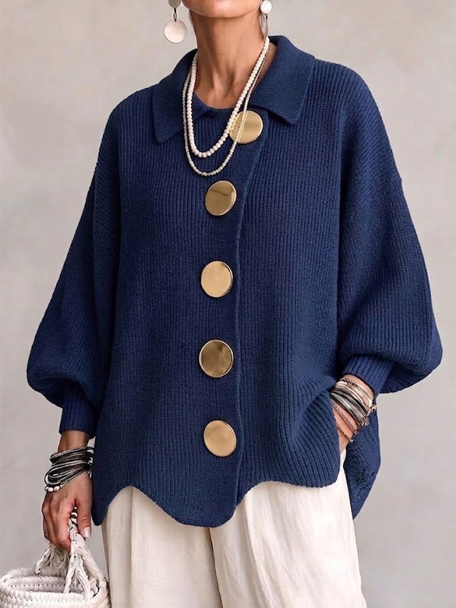 Aitana | Cárdigan oversize con botones metálicos grandes
