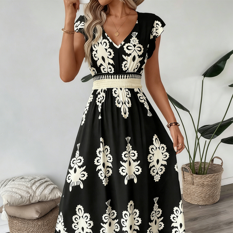 Valentina - Vestido Largo Fluido con Cuello en V