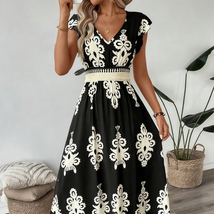 Valentina - Vestido Largo Fluido con Cuello en V