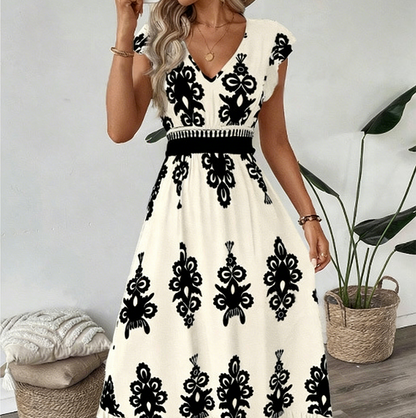 Valentina - Vestido Largo Fluido con Cuello en V